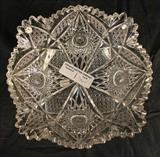 361 - Unusual shape cut glass bowl, 4 in. T, 9 in. Sq.
