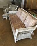 371 - 3 piece antique wicker, 2 chairs, 1 sofa, 33 in. T, 81 in. W, 20 in. D.
