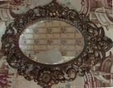 368 - 19th Century bronze cast wall mirror, 22 in. T, 19 in. W.
