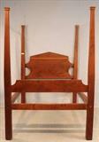 376 -  Mahogany Empire full  bed with 4 large post, 6 ft, 10 in. T, 50 in. W., 73 in. L.

