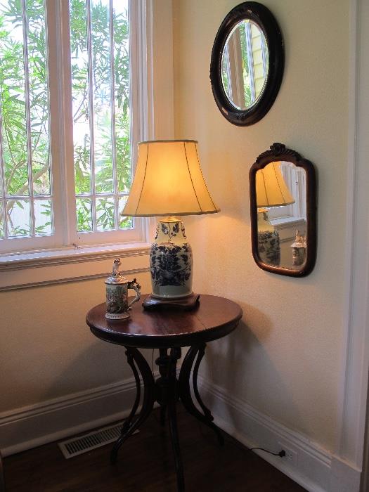 Several antique small beveled glass wall mirrors in this sale...