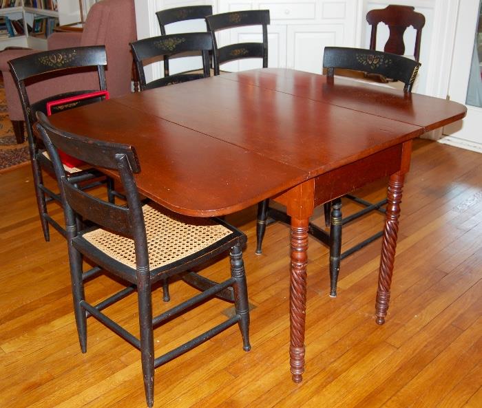 SHERATON DROP LEAF TABLE                                        SETOF SIX CANED CHAIRS