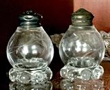 CANDLEWICK ANTIQUE ETCHED DESIGN SALT AND PEPPER