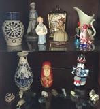 MANY SMALLS FROM AROUND THE WORLD INCLUDED LLADRO, DELFT, RUSSIAN, CARVED NATIVE AMERICAN FETISHES AND MORE