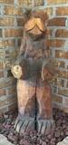 HAND CARVED LOG LARGE BEAR FIGURE
