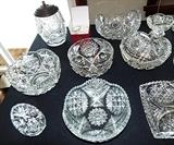 ANTIQUE CUT GLASS (HIGH RELIEF) SERVING PIECES