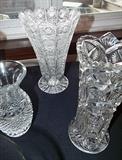 ANTIQUE CUT GLASS (HIGH RELIEF) SERVING PIECES