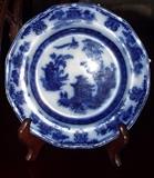 FLOW BLUE ANTIQUE PLATE