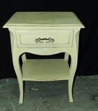 SINGLE DRAWER END TABLE CHALK PAINTED AND DISTRESSED