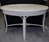 WHITE WICKER TABLE