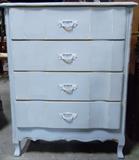 LIGHT BLUE CHALK PAINTED 4 DRAWER CHEST. PERFECT FOR BABY BOYS ROOM.