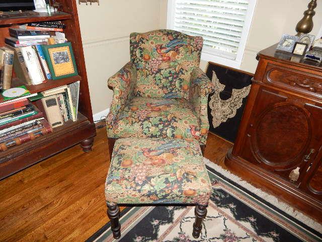 upholstered chair with ottaman