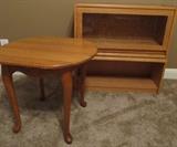 oak table and 2 door barrister 