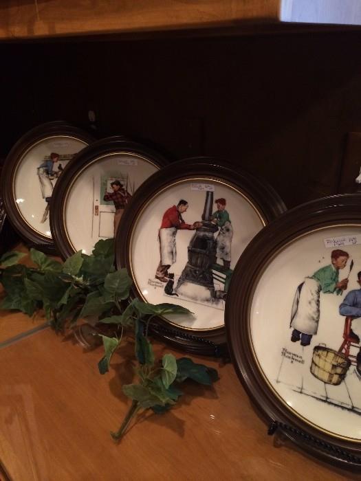 Framed Norman Rockwell plates
