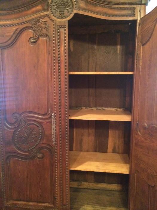  Antique armoire with 4 shelves for storage