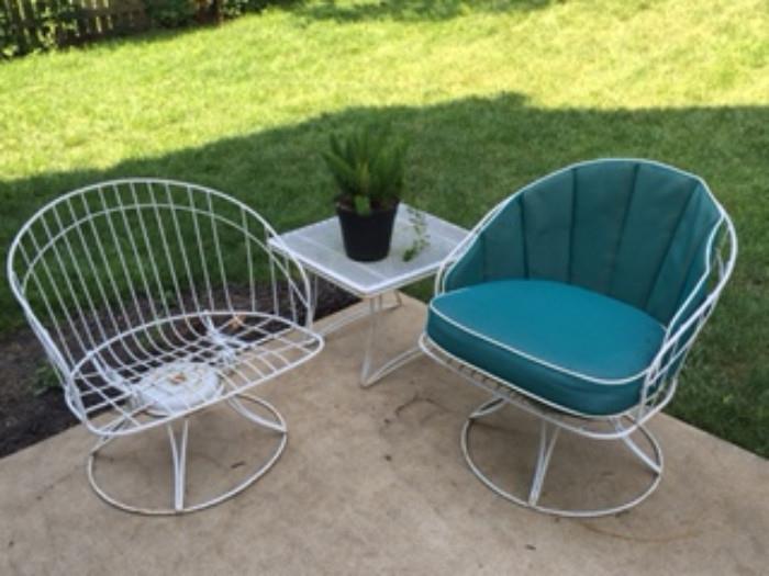 Vintage Homecrest metal barrel chairs