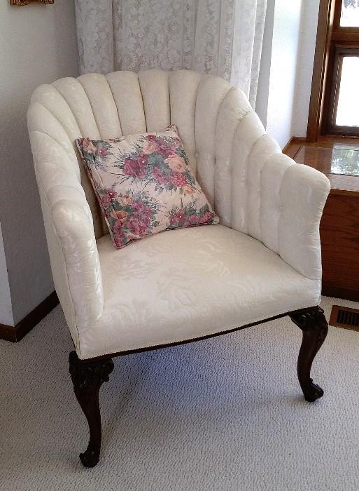 White on white upholstery on late 1800's 'club' chair