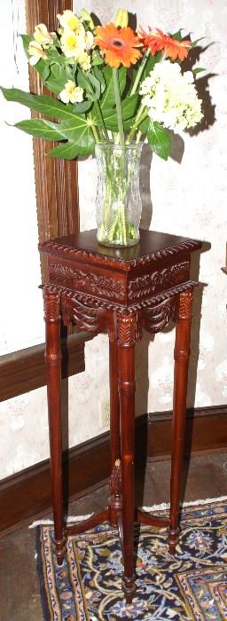 Carved pedestal stand.12x42 $75.00