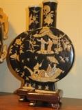FAMILLE NOIR DOUBLE VASE WITH ROUND BODY
FIGURE AND LANDSCAPE MOTIFS
