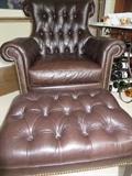BROWN TUFTED LEATHER CLUB CHAIR WITH OTTOMAN
PLUNKETT FURNITURE
