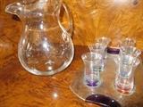  CRYSTAL WATER PITCHER
6 cordial/shot glasses w/ tray
