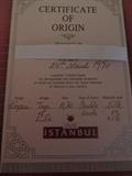 CERTIFICATE OF ORIGIN - RUG PURCHASED IN ISTAMBUL