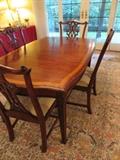 BANDED MAHOGANY TABLE W/ 4 CHAIRS
HENREDON  (shown with one leave)
