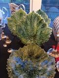 Vintage Majolica Green Leaf Plates
Made in France (set of 7) 
