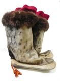 Lot 54a: Vintage Athabascan Alaskan seal skin Muk-luk boots banned from
 import or export, with seal fur tops, seal skin soles, measuring approx.
 14" tall x 11" long at the foot, est. $250.00-$400.00
