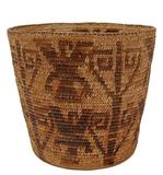 Lot 83: Antique Pima cylinder eagle basket depicting eagles and
cacti about the circumference measuring 8.5" tall x 9.5" wide
c.1900-1920 est. $600.00-$1,200.00