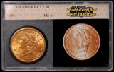 Lot 90: 1894 U.S. $20 Liberty gold piece graded MS-61, est. $1,800.00-$2,200.00