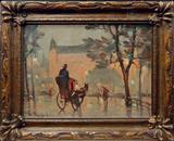 Lot 128: Bela deTirefort (1894-1993) original oil painting on board
depicting a New York street scene, the image measuring 9" x 12"
signed and dated lower left 1953, est. $300.00-$500.00