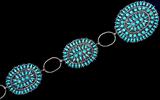 Lot 161: Zuni sterling petit point 12 section concho belt set with
558 gem quality Sleeping Beauty turquoise cabochons, measuring
34" long, retail tag of $1,350.00 est. $300.00-$450.00