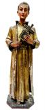 Lot 140: Beautiful Italian Santos carved wood and polychrome with double robe,
good condition with some loss to the polychrome, hands and feet intact,
measuring appox. 18" tall c.1770-1800, est. $1,100.00 -$1,400.00