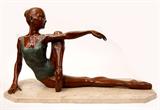 Lot 62: Victor Villareal (né 1944) cold painted bronze ballerina figure
mounted on a marble base, measuring 15" tall x 24.5" long in
excellent condition, est. $600.00-$800.00