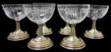 Lot 7: Set of six Art Deco period cut crystal and sterling Cordial Glasses, no losses to the crystal, evidence of an old repair to one of the stems where it meets the crystal, measuring approx. 3.75" tall, c.1910-1920
