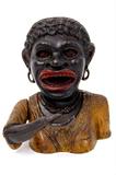 Lot 92: RARE Harper "Dinah" cast iron mechanical bank by
 John Harper and Co., Willenhall, England c.1911, short sleeve
model, pressed lever lifts arm, eyes roll back, tongue flips as
coin is swallowed, 80%+ paint remaining, est. $400.00-$600.00