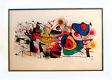 Lot 65: Jean Miro (1893-1983) original colour litho framed and matted,
 the image measuring 16.75 x 25.75", est. $400.00-$600.00