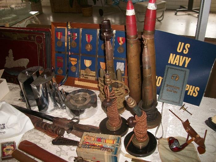 WWII SHELLS -  MEDALS - BOOKS - PERSONAL WAR RECORDINGS