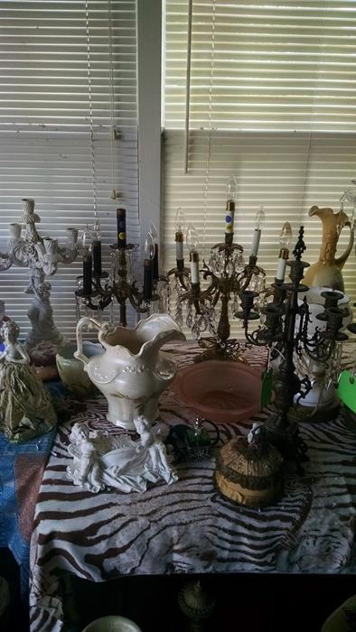  candelabras, vases, and Victorian pin cushions-oh my!