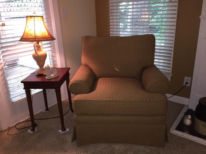 Thomasville Overstuffed Swivel Chair (we have a pair) Ethan Allen Side Table (we have a pair of them also!)
