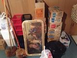 Boxes of canning jars and plastic ware
