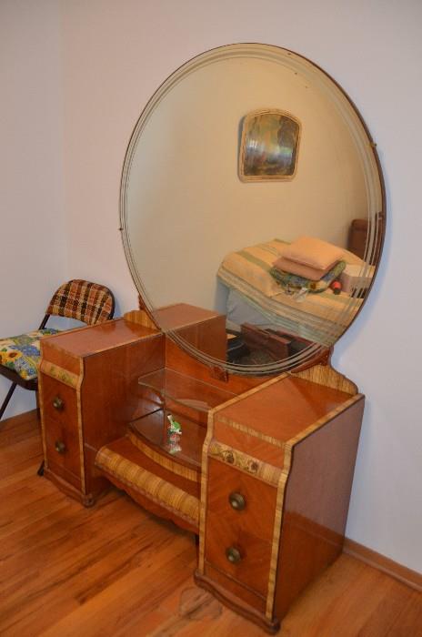 Ornate lady's dressing table with bench.