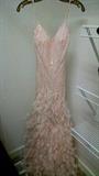 Fabulous feathered pink prom dress
