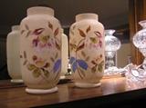 Antique Bristol ware vases, hand painted