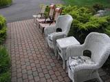 White wicker outdoor set, other outdoor chairs