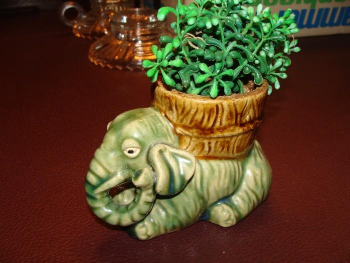 cute little porcelain elephant plant holder