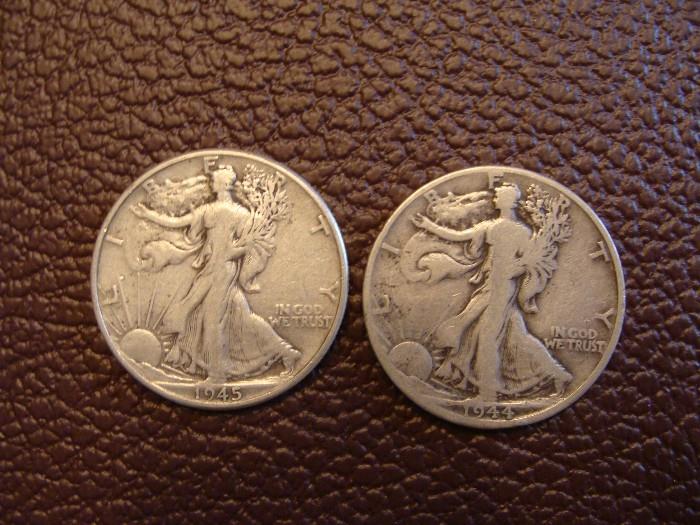 Walking Liberty Half Dollars 1944 & 1945