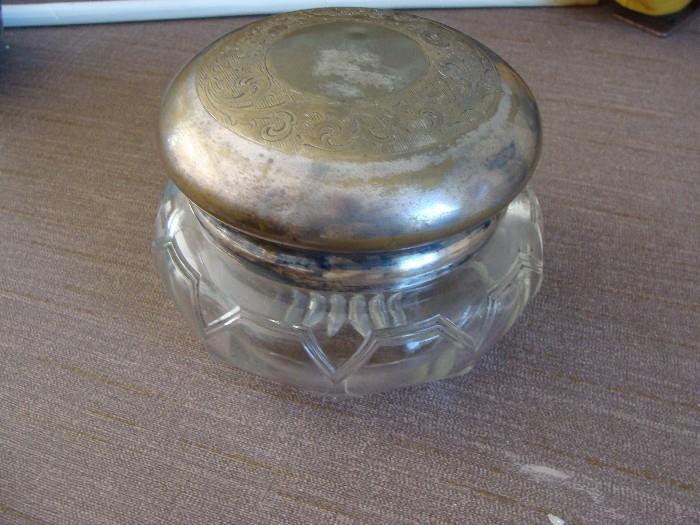 Vintage Silver Lidded Glass Jar