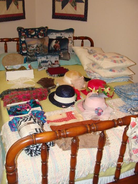 Spool style Bed, also women's hats, purses, scarves, etc.